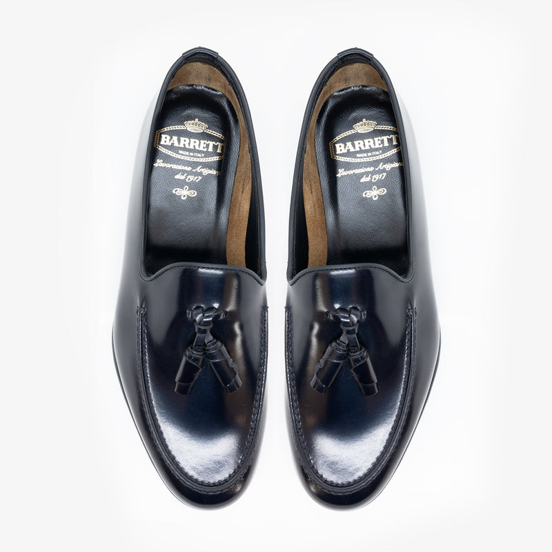 barrett mocassino con nappine in pelle spazzolata blu