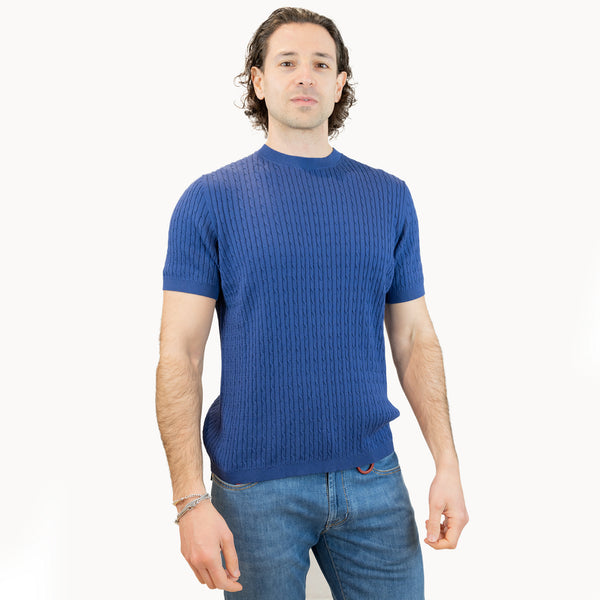 alpha studio t-shirt treccia in maglia