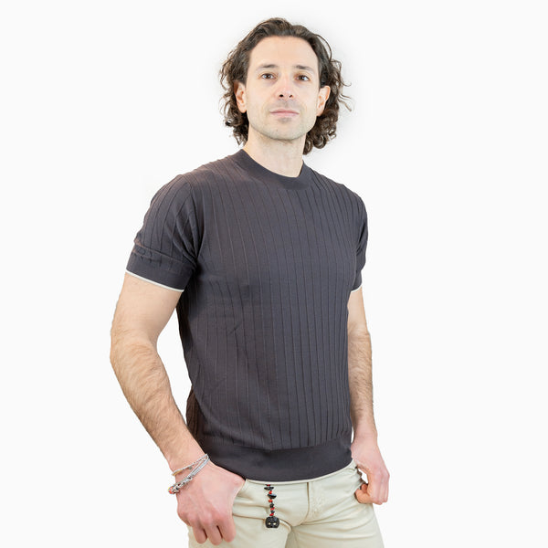paolo pecora maglia righe in seta e cotone