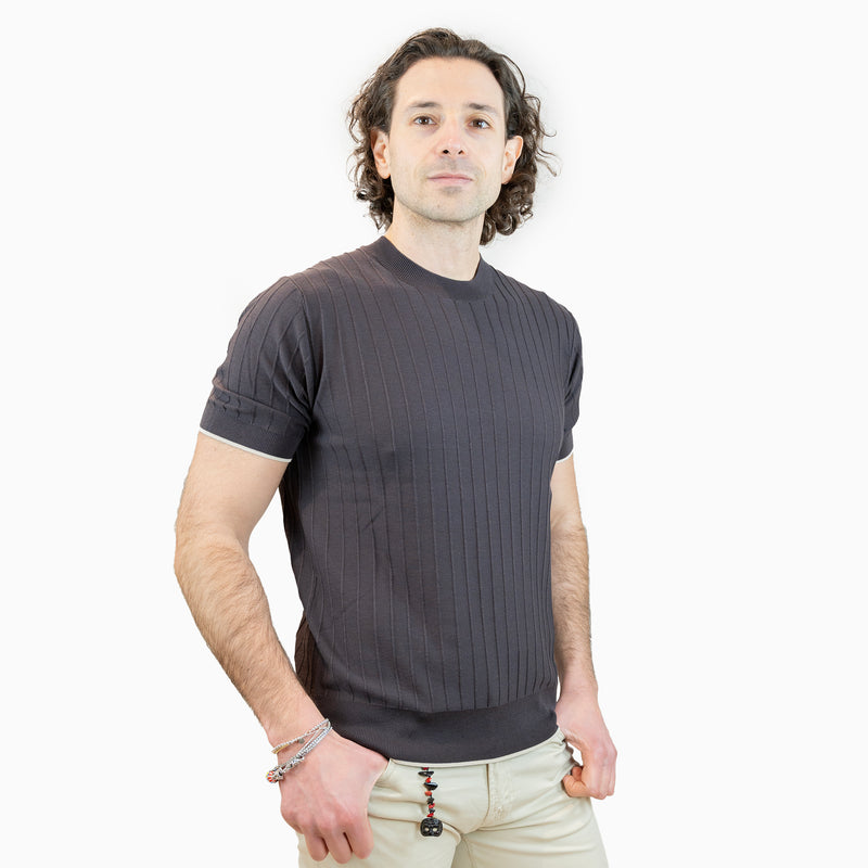 paolo pecora maglia righe in seta e cotone