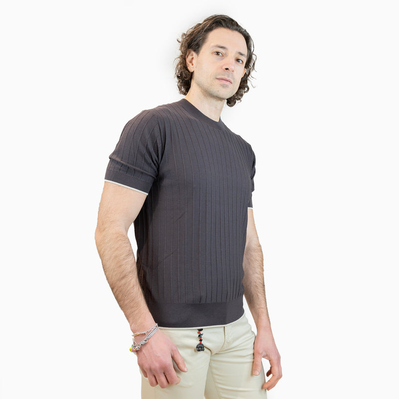 paolo pecora maglia righe in seta e cotone