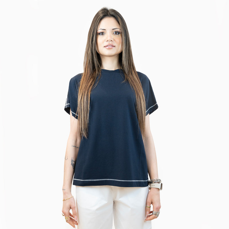 maglia alpha studio con maniche e bordo a contrasto