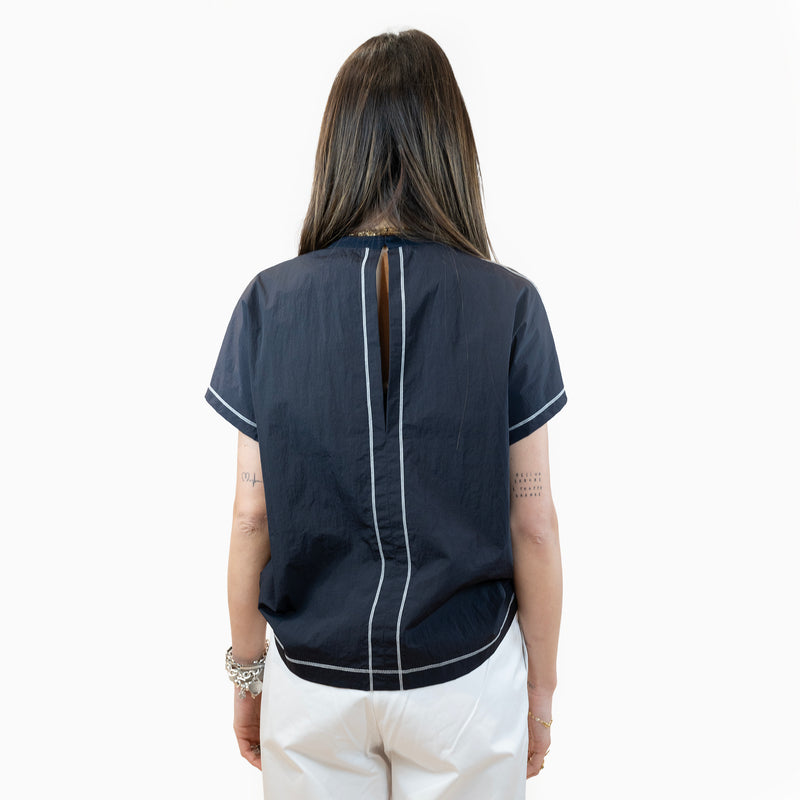 maglia alpha studio con maniche e bordo a contrasto