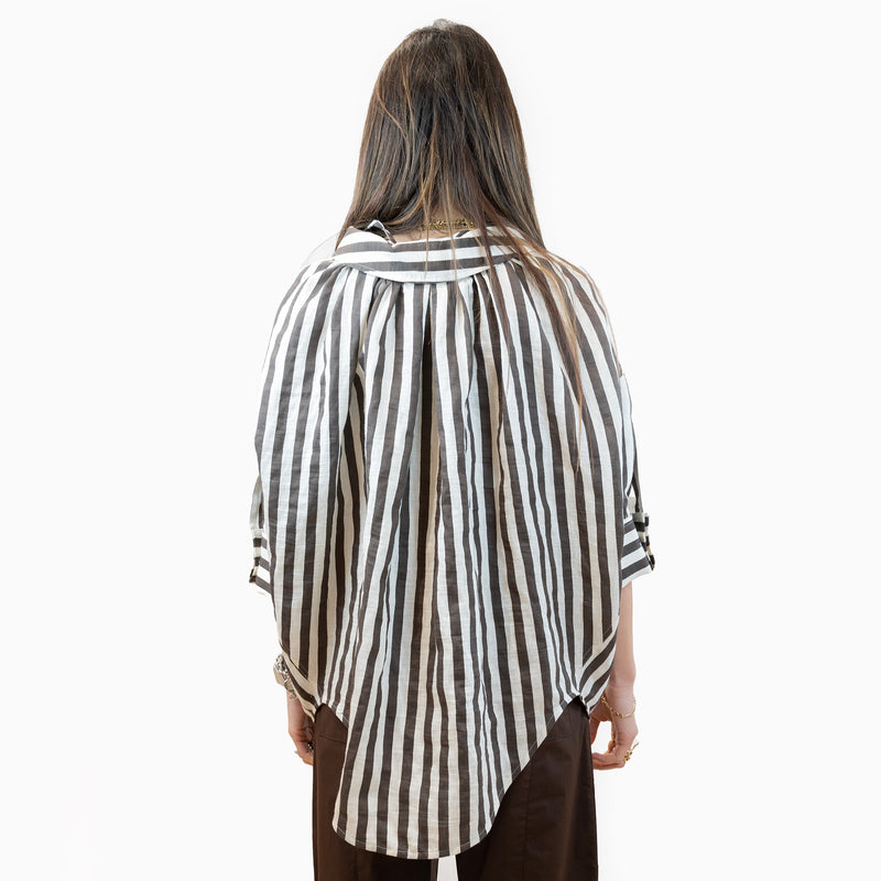 camicia seventy a righe marronE