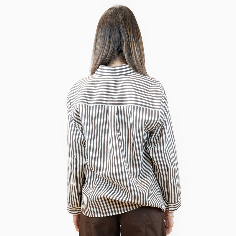 Camicia seventy a righe marrone