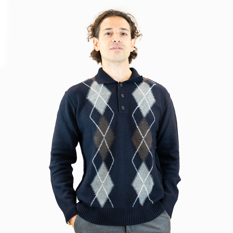 Maglia  a rombi paolo pecora con bottoni