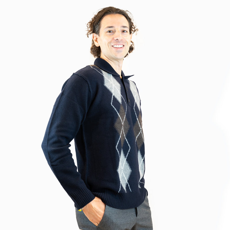 Maglia  a rombi paolo pecora con bottoni