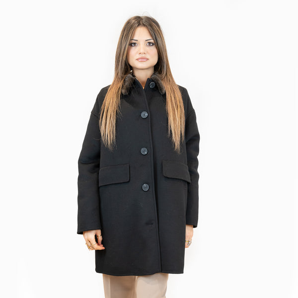 cappotto gimo's con collo in pelliccia